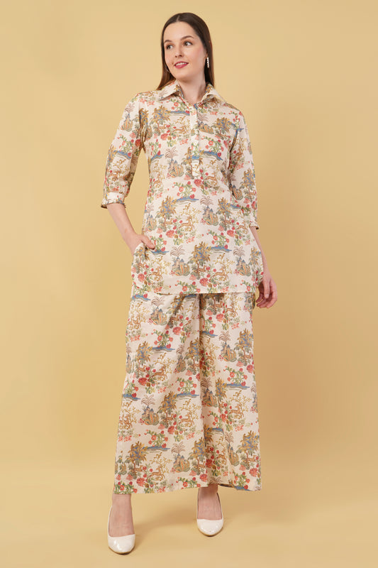 Beige Jungle Print Co-Ord Set