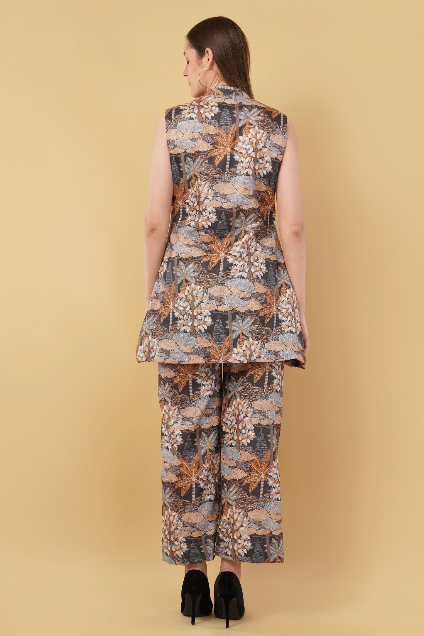 Black Brown Cotton Linen Blend Hues Co-Ord Set