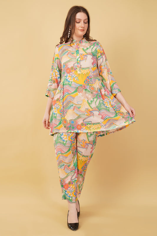 Multicolor Muslin Co-Ord Set
