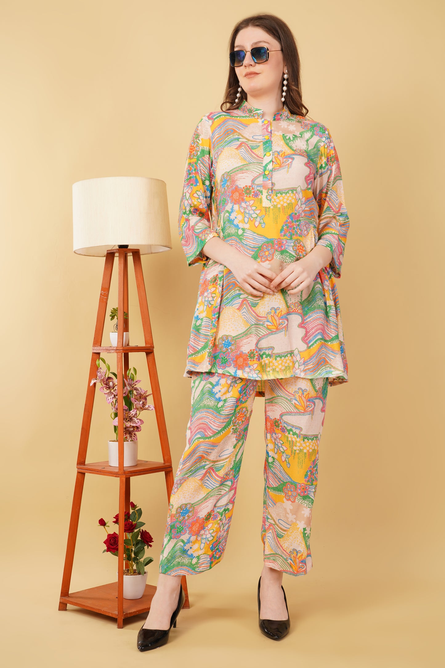 Multicolor Muslin Co-Ord Set